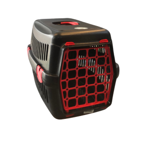 Cage de Transport Hobby pour Chats et Petits Chiens Rouge & Noir