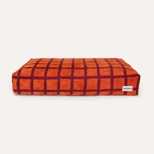 Panier à carreaux orange et bordeaux