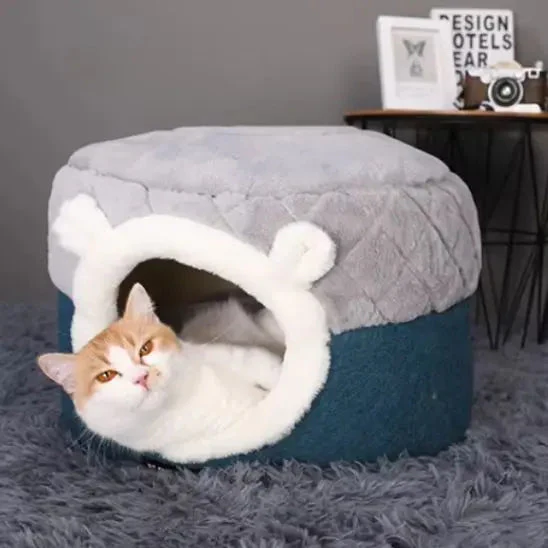 Ensemble Douillet 2-en-1 pour Animaux - Nid Abrité et Panier Moelleux – Image 4