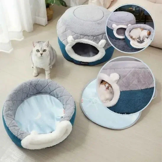 Ensemble Douillet 2-en-1 pour Animaux - Nid Abrité et Panier Moelleux – Image 9