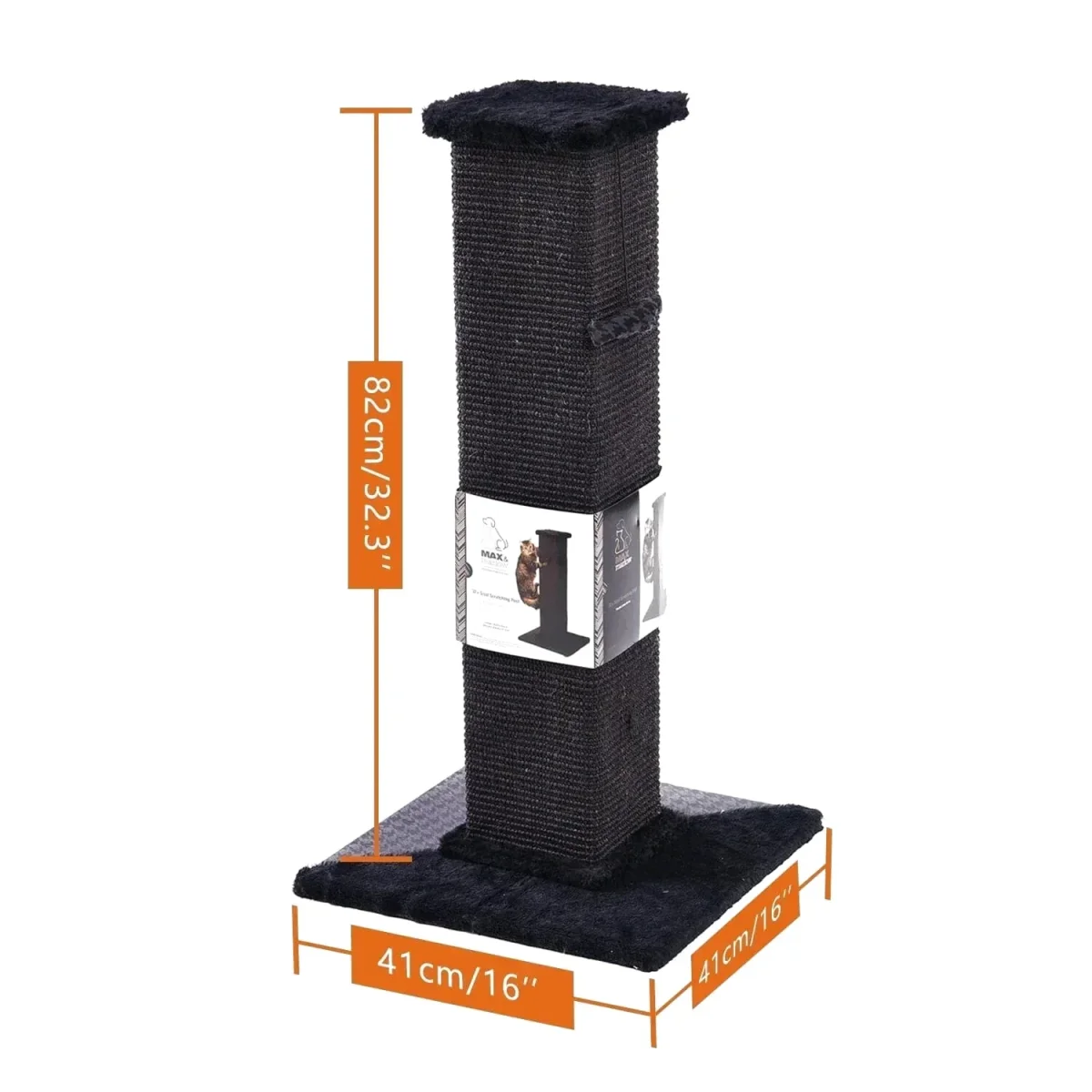 Griffoir Noir Vertical pour Chat avec Jouet Suspendu – Image 2