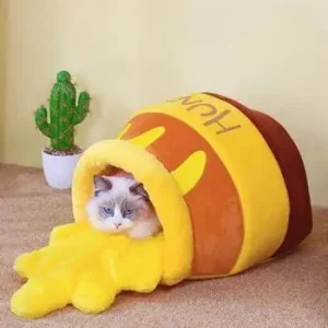 Panier pour Chat en Forme de Pot de Miel Renversé