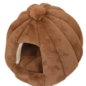 Niche Douillette Marron en Forme de Citrouille avec Pompon